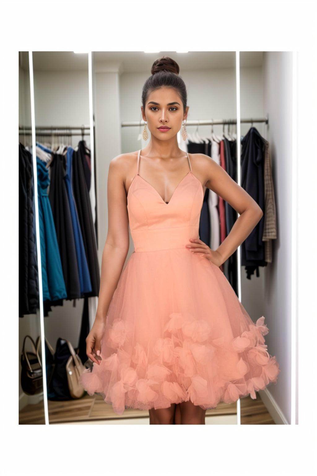 A-Line Knee Length Satin Homecoming Dresses CS0532 - COCOMELODY