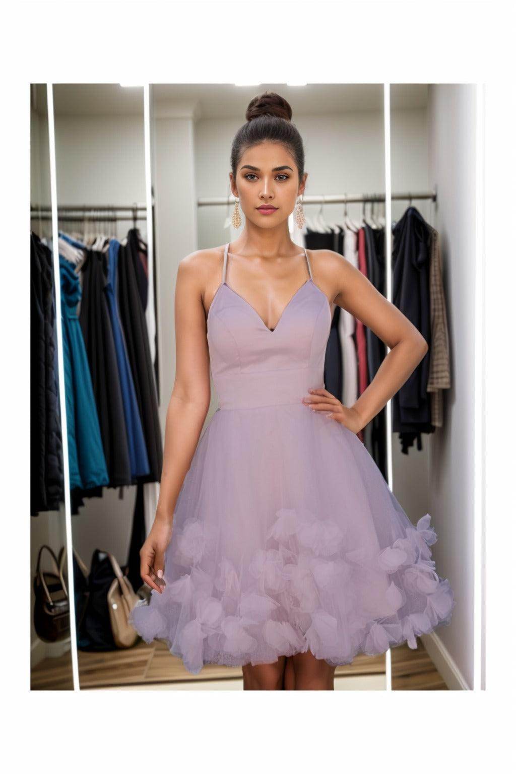 A-Line Knee Length Satin Homecoming Dresses CS0532 - COCOMELODY