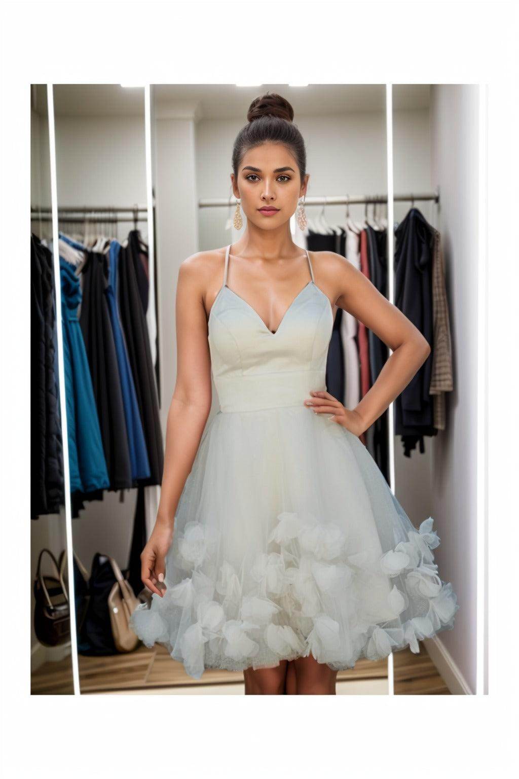 A-Line Knee Length Satin Homecoming Dresses CS0532 - COCOMELODY