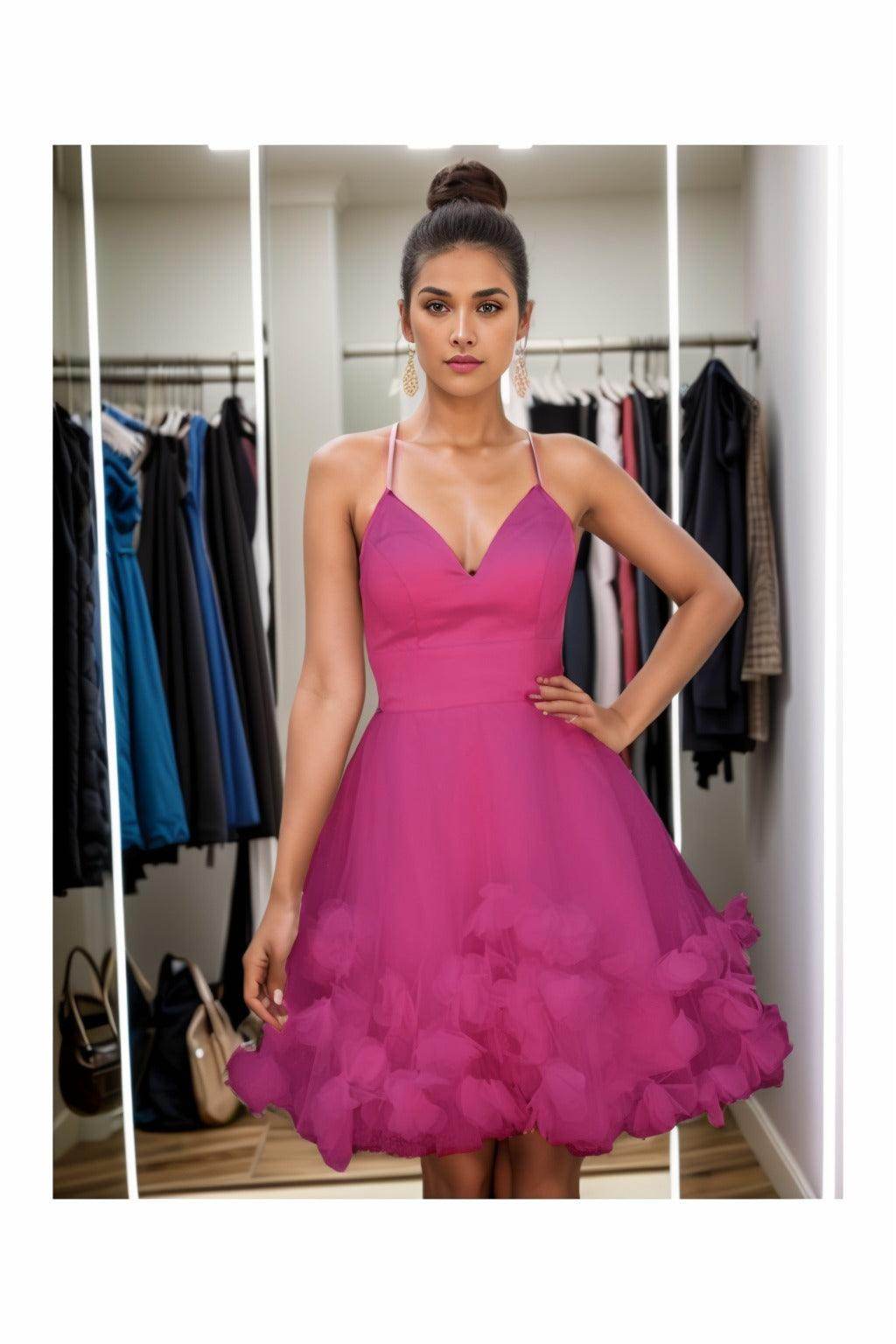 A-Line Knee Length Satin Homecoming Dresses CS0532 - COCOMELODY