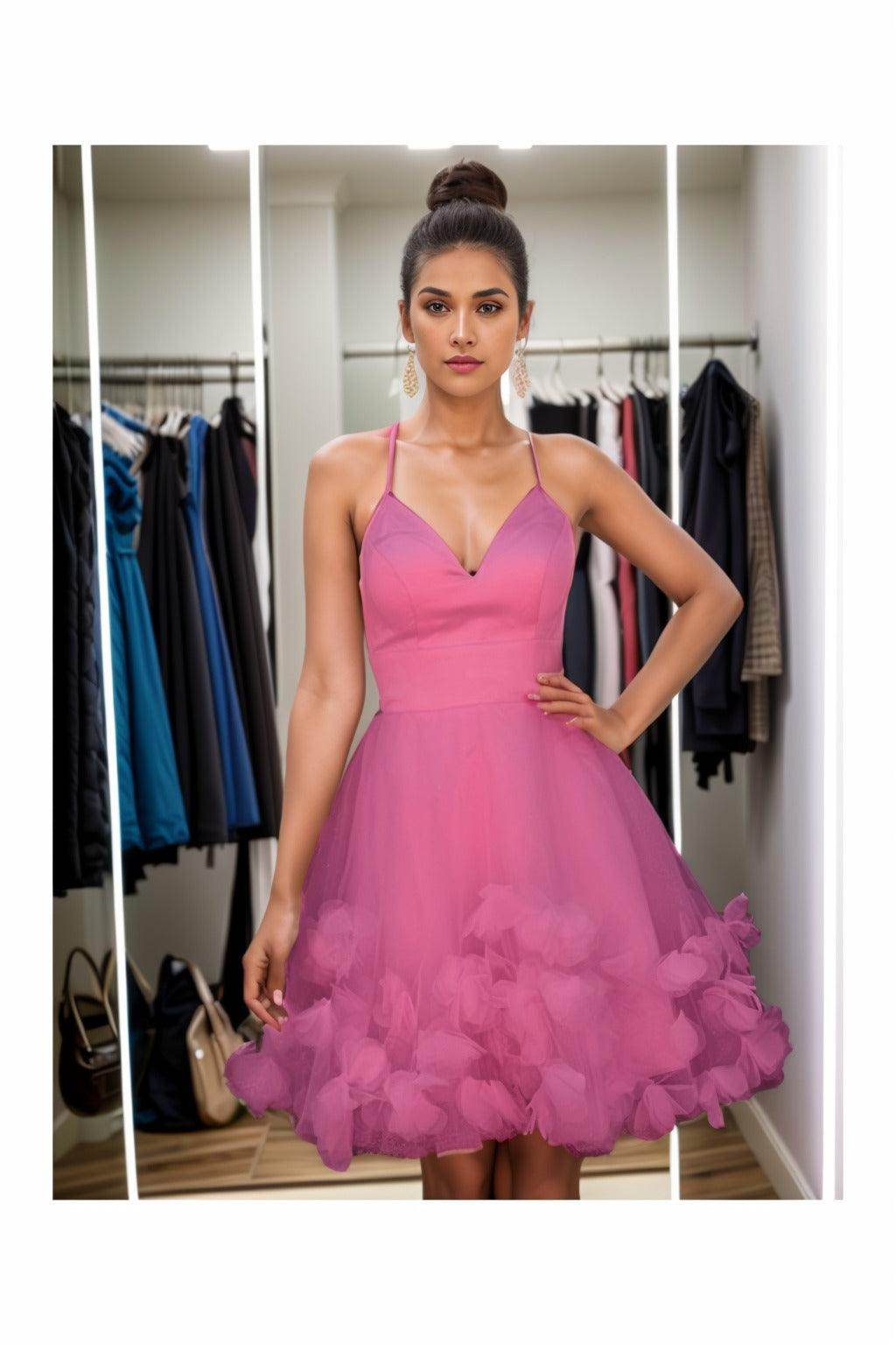 A-Line Knee Length Satin Homecoming Dresses CS0532 - COCOMELODY