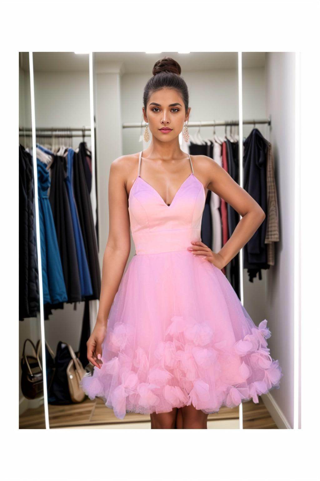 A-Line Knee Length Satin Homecoming Dresses CS0532 - COCOMELODY