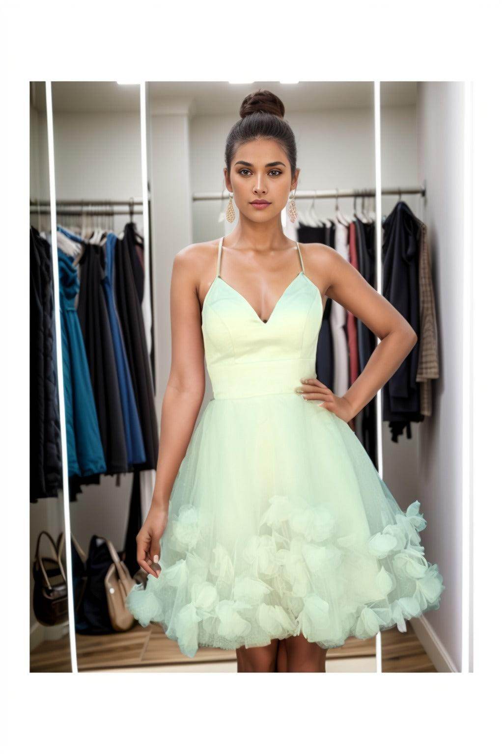 A-Line Knee Length Satin Homecoming Dresses CS0532 - COCOMELODY