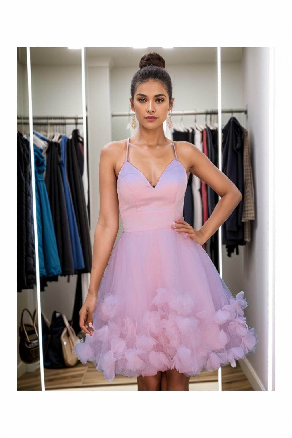 A-Line Knee Length Satin Homecoming Dresses CS0532 - COCOMELODY