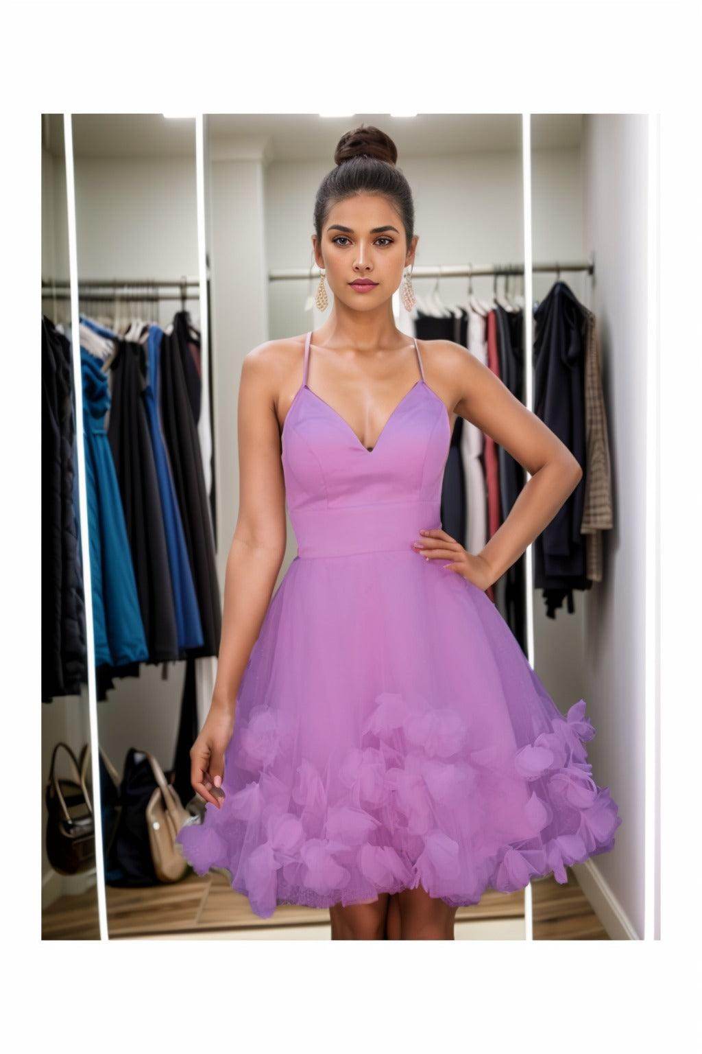 A-Line Knee Length Satin Homecoming Dresses CS0532 - COCOMELODY
