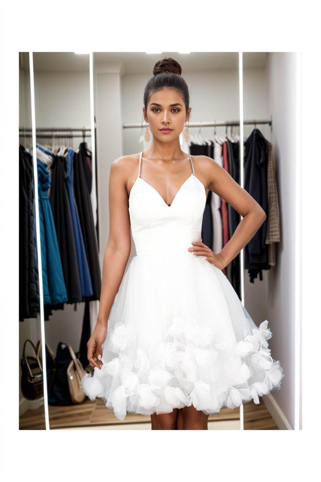 A-Line Knee Length Satin Homecoming Dresses CS0532 - COCOMELODY