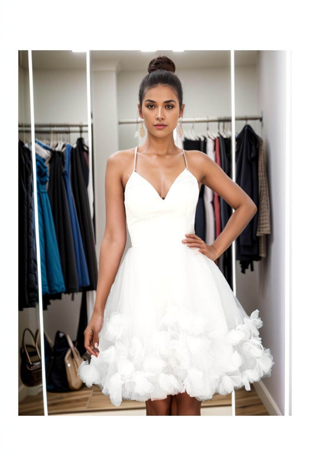 A-Line Knee Length Satin Homecoming Dresses CS0532 - COCOMELODY