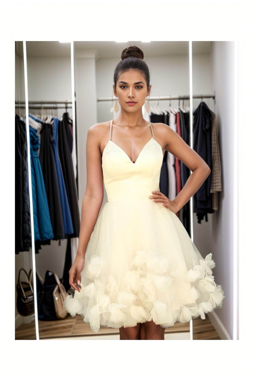 A-Line Knee Length Satin Homecoming Dresses CS0532 - COCOMELODY