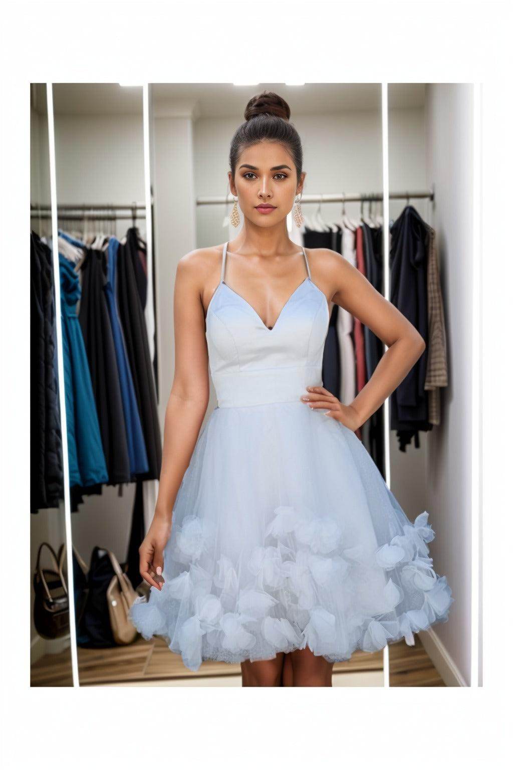 A-Line Knee Length Satin Homecoming Dresses CS0532 - COCOMELODY
