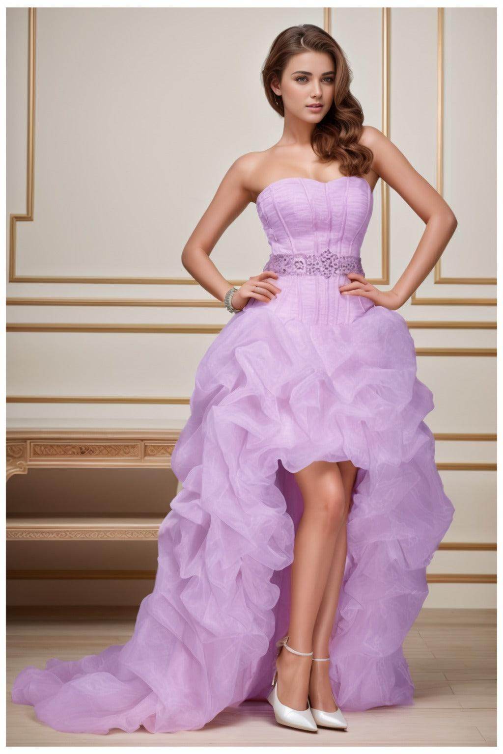 Ball Gown High-Low Organza Homecoming Dresses CS0534 - COCOMELODY