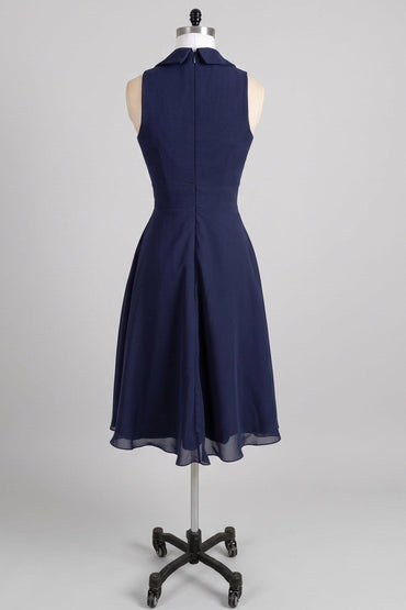 A-Line Knee Length Chiffon Graduation Dresses CS0536 - Black - COCOMELODY