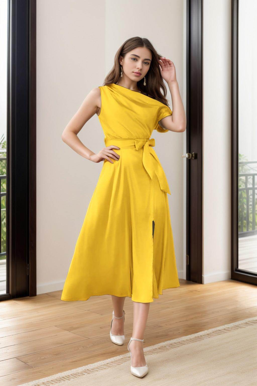 Sheath-Column Tea Length Silk-Like Graduation Dresses CS0540 - COCOMELODY