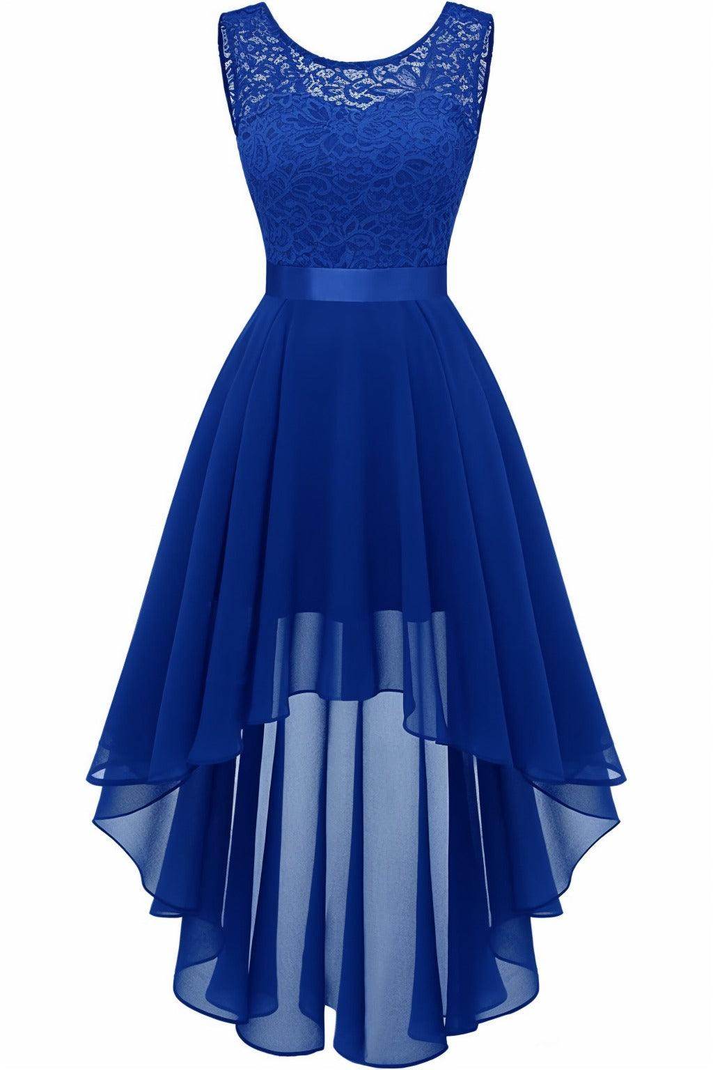 Asymmetrical High-Low Chiffon Graduation Dresses COCOMELODY CS0543, Royal Blue Asymmetrical High-Low Chiffon Graduation Dresses COCOMELODY CS0543, Royal Blue