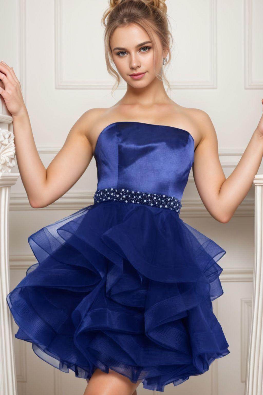 Ball Gown Short-Mini Organza Graduation Dresses COCOMELODY CS0550, Blue Turquoise Ball Gown Short-Mini Organza Graduation Dresses COCOMELODY CS0550, Blue Turquoise