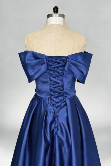 A-Line Tea Length Satin Graduation Dresses CS0556