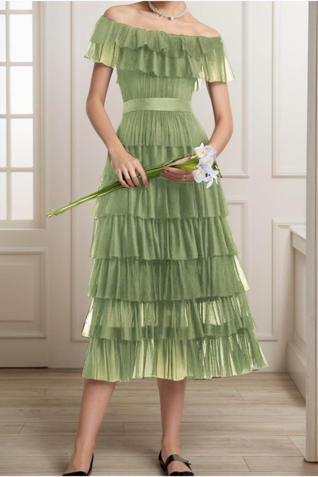 A-Line Tea Length Tulle Graduation Dresses CS0557 - COCOMELODY