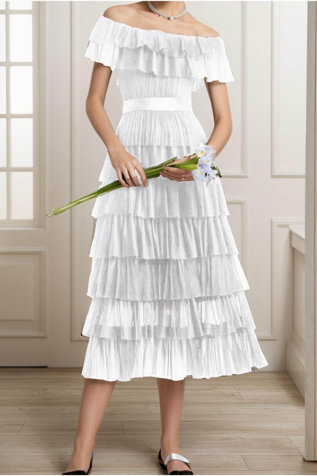 A-Line Tea Length Tulle Graduation Dresses CS0557 - COCOMELODY