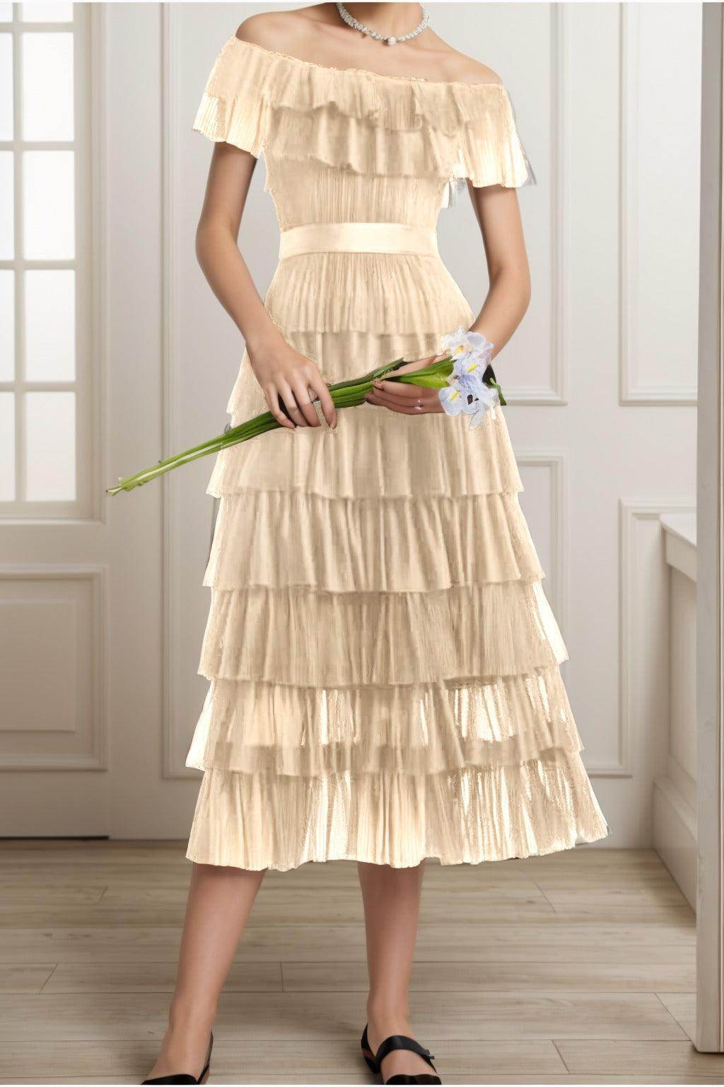 A-Line Tea Length Tulle Graduation Dresses CS0557 - COCOMELODY