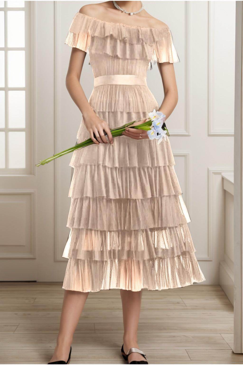 A-Line Tea Length Tulle Graduation Dresses CS0557 - COCOMELODY