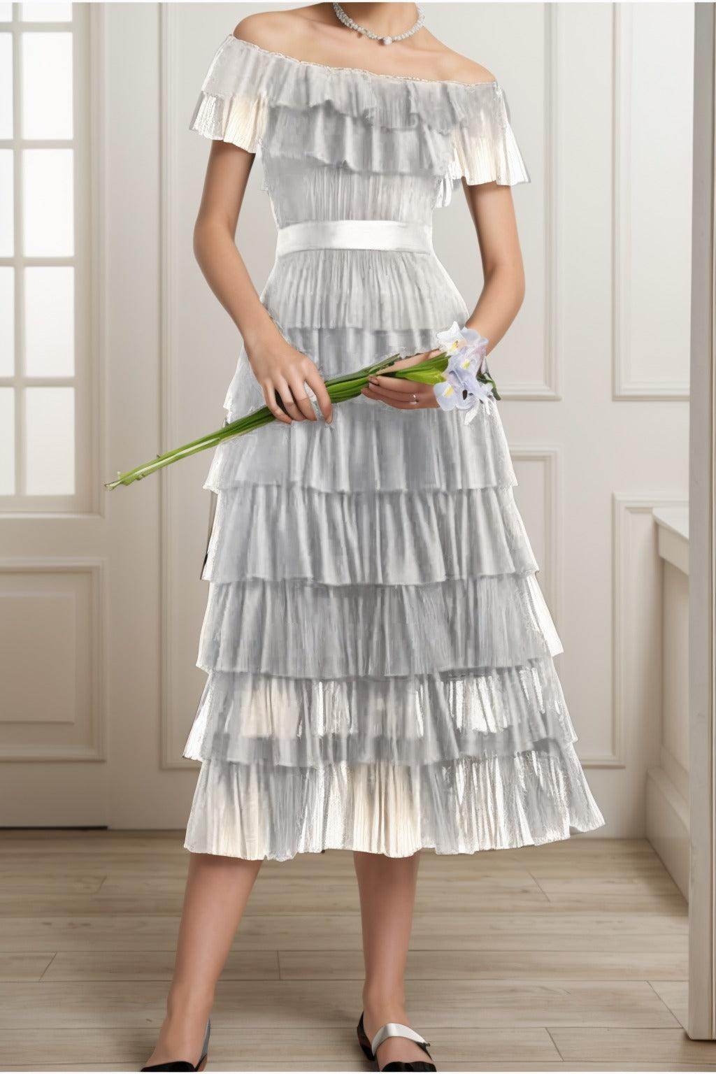 A-Line Tea Length Tulle Graduation Dresses CS0557 - COCOMELODY