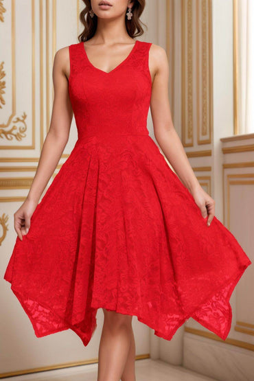 A-Line Tea Length Silk-Like Graduation Dresses CS0558 - COCOMELODY