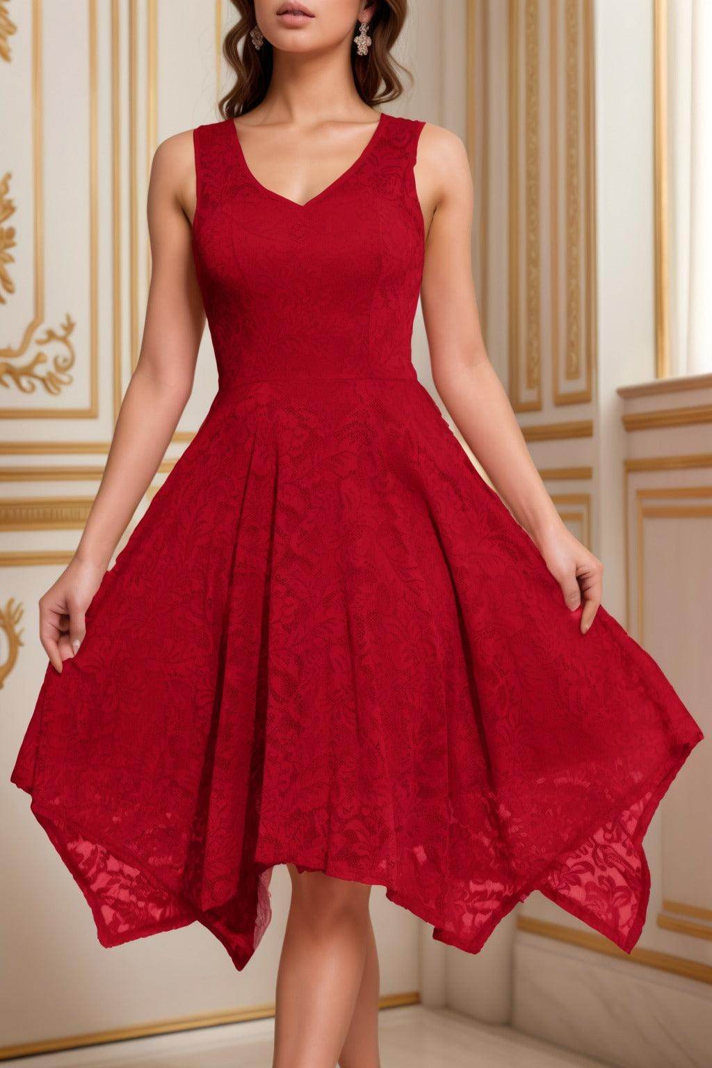 A-Line Tea Length Silk-Like Graduation Dresses CS0558 - COCOMELODY
