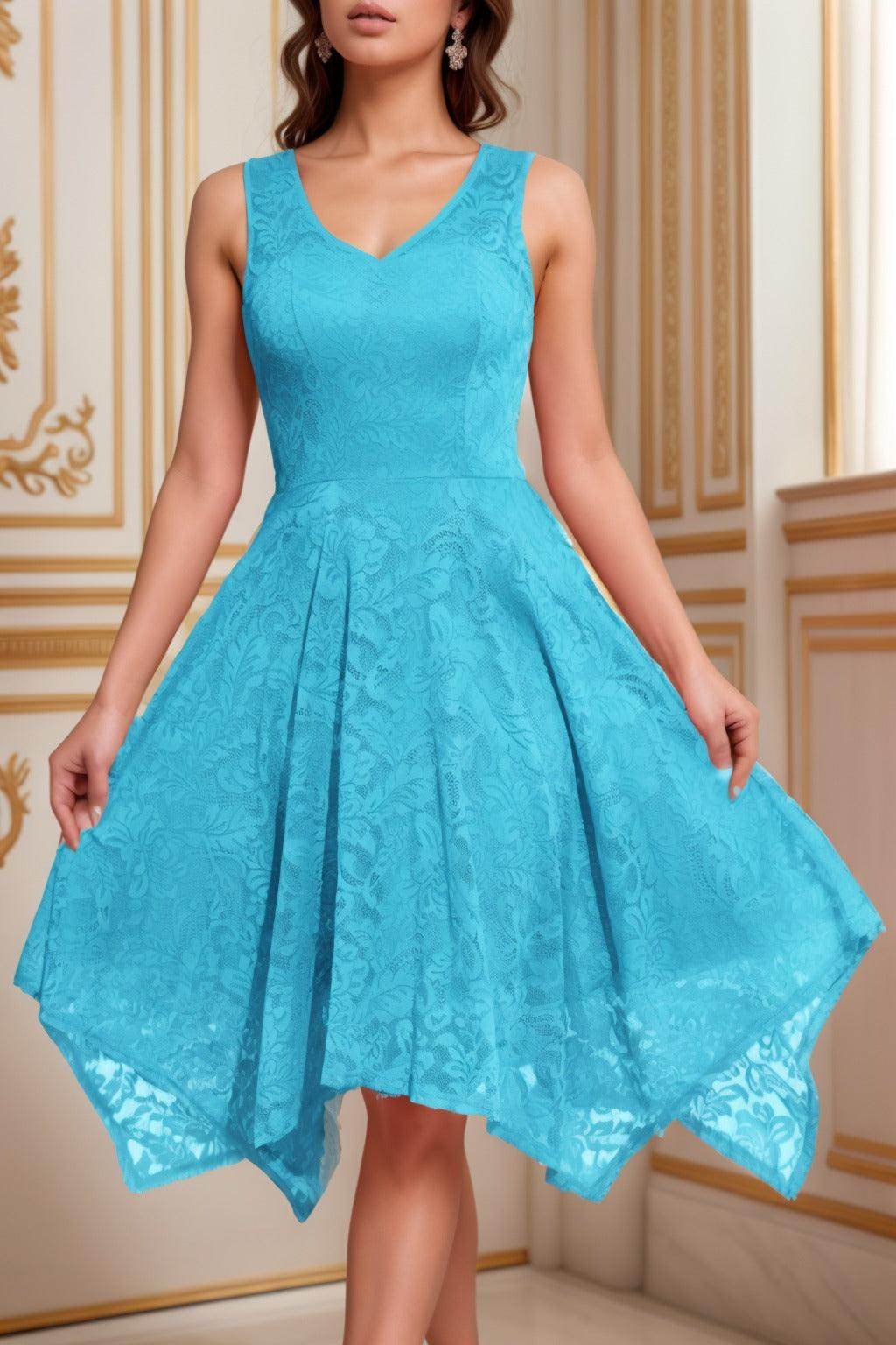 A-Line Tea Length Silk-Like Graduation Dresses CS0558 - COCOMELODY