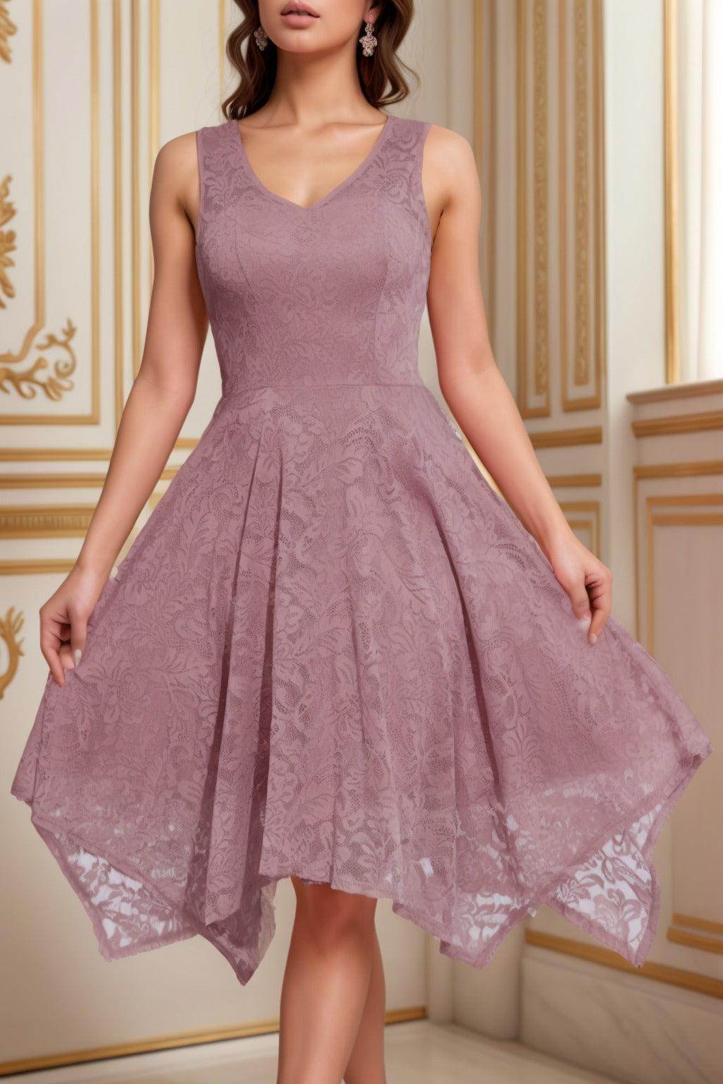 A-Line Tea Length Silk-Like Graduation Dresses CS0558 - COCOMELODY