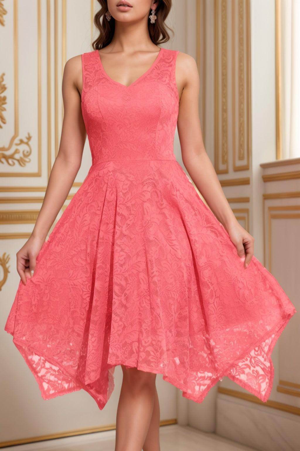 A-Line Tea Length Silk-Like Graduation Dresses CS0558 - COCOMELODY