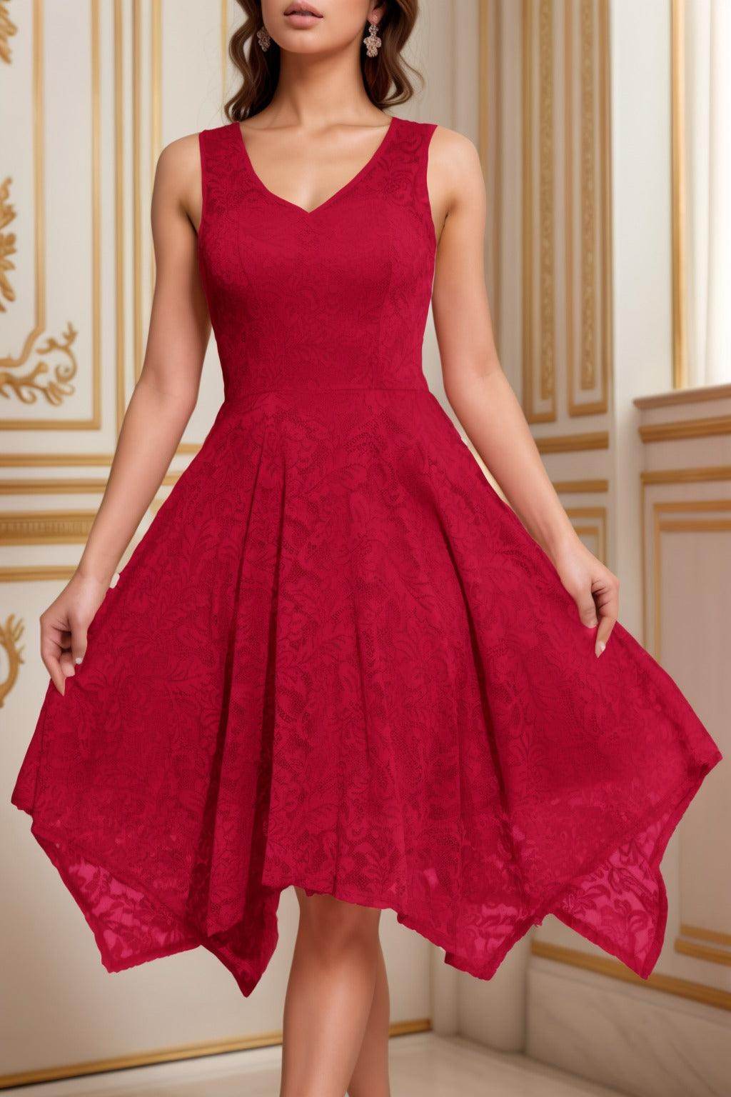 A-Line Tea Length Silk-Like Graduation Dresses CS0558 - COCOMELODY