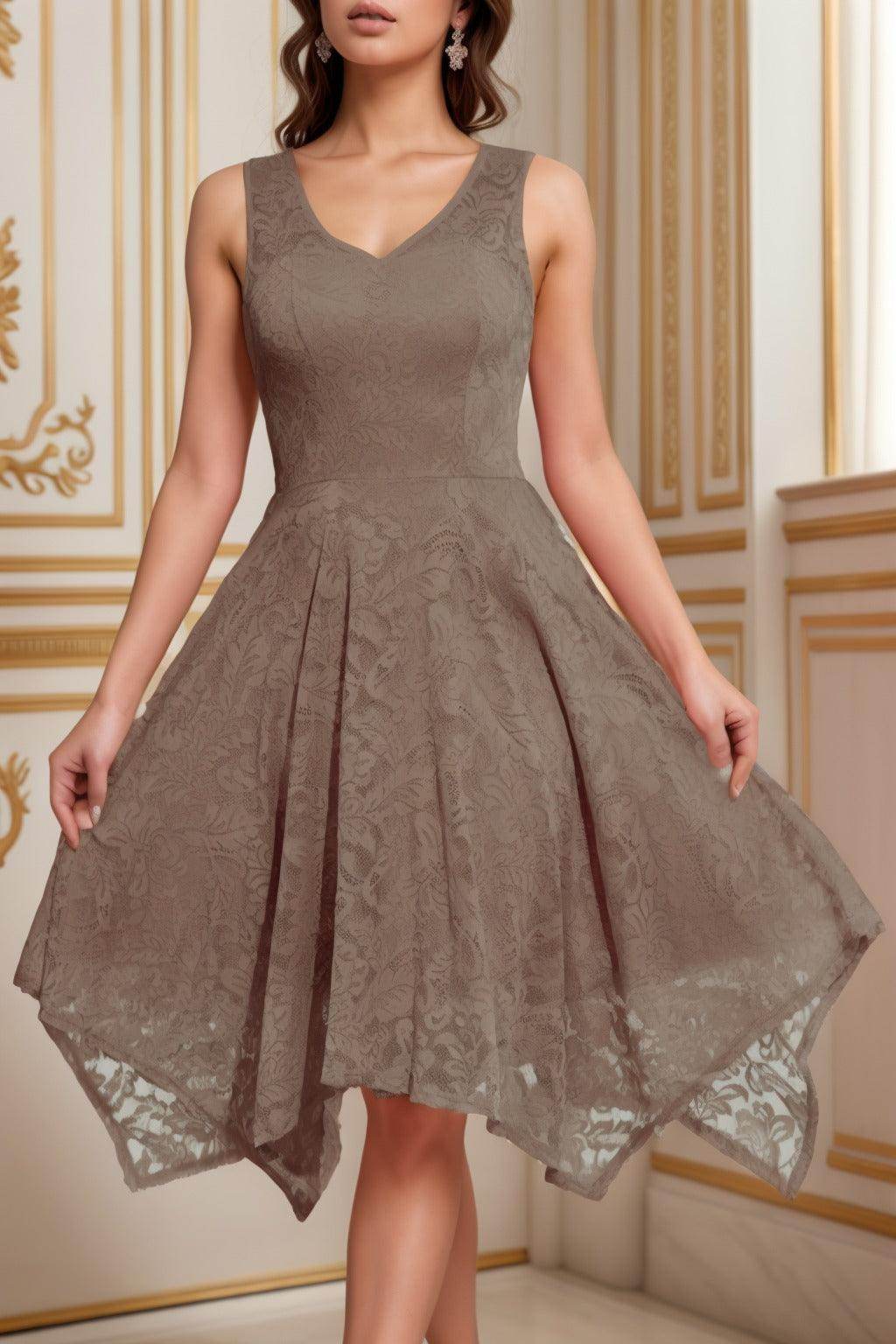 A-Line Tea Length Silk-Like Graduation Dresses CS0558 - COCOMELODY