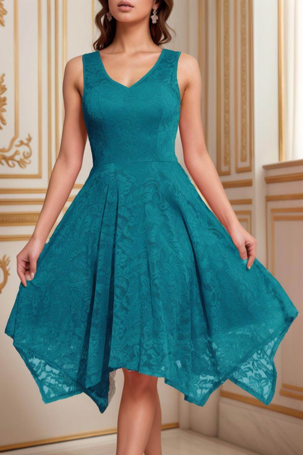 A-Line Tea Length Silk-Like Graduation Dresses CS0558 - COCOMELODY