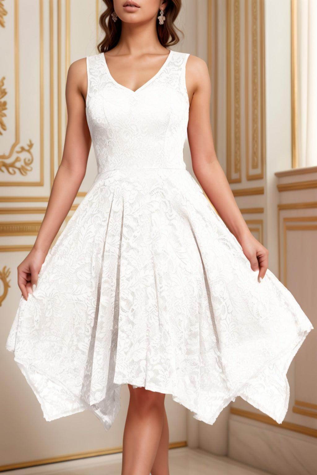 A-Line Tea Length Silk-Like Graduation Dresses CS0558 - COCOMELODY