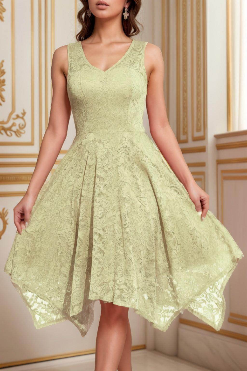 A-Line Tea Length Silk-Like Graduation Dresses CS0558 - COCOMELODY