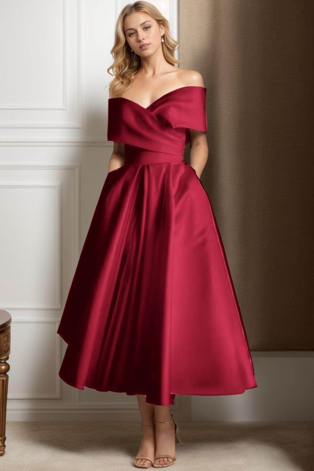 A-Line Ankle Length Satin Graduation Dresses CS0564 - COCOMELODY