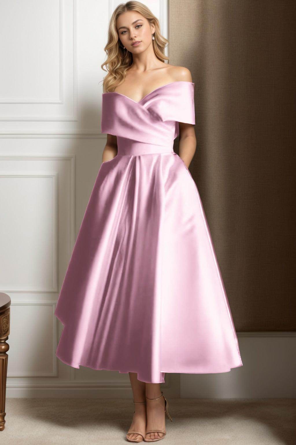 A-Line Ankle Length Satin Graduation Dresses CS0564 - COCOMELODY
