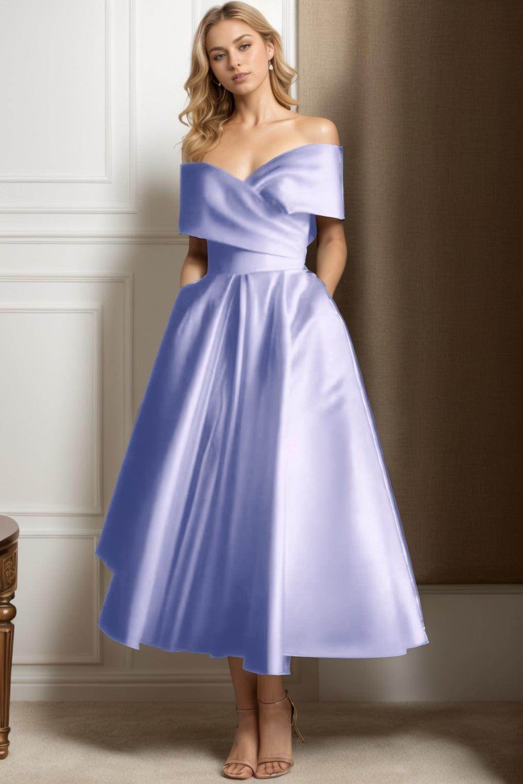A-Line Ankle Length Satin Graduation Dresses CS0564 - COCOMELODY