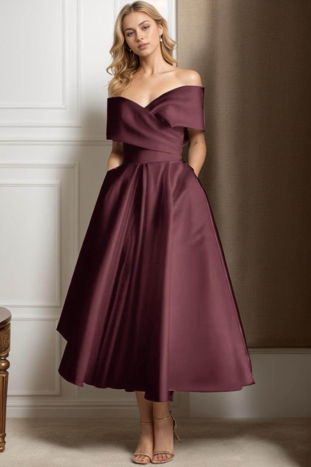 A-Line Ankle Length Satin Graduation Dresses CS0564 - COCOMELODY
