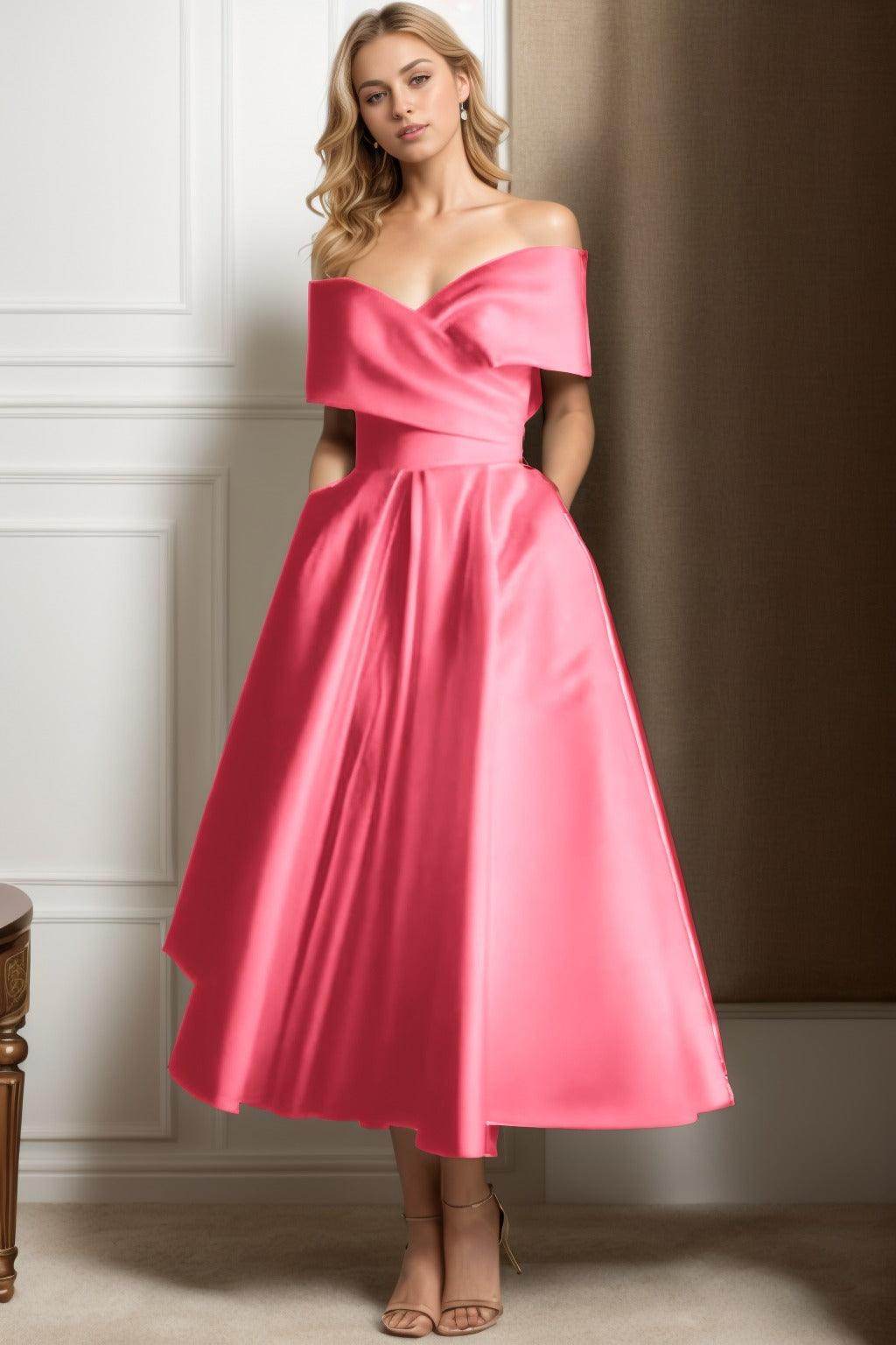 A-Line Ankle Length Satin Graduation Dresses CS0564 - COCOMELODY