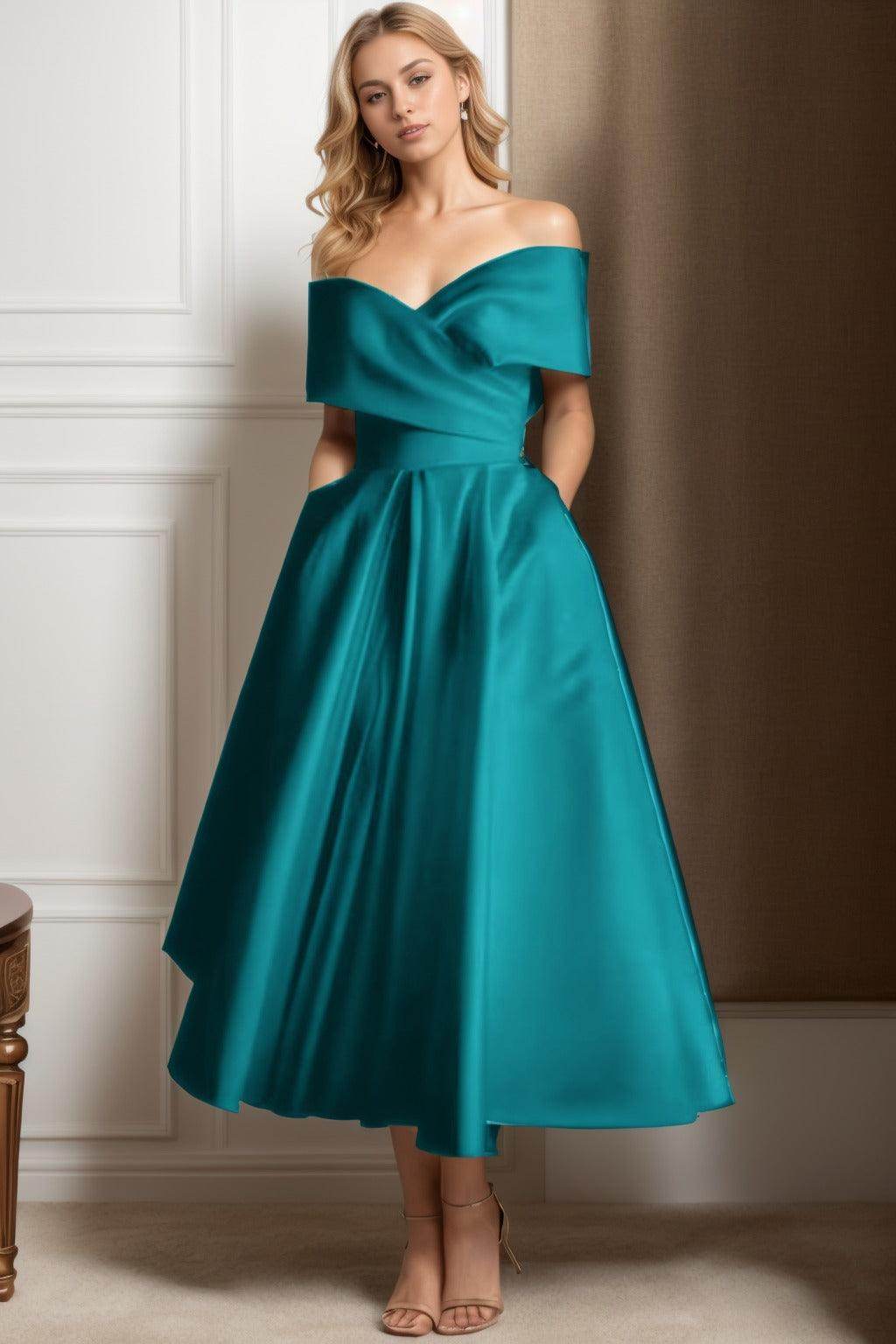 A-Line Ankle Length Satin Graduation Dresses CS0564 - COCOMELODY