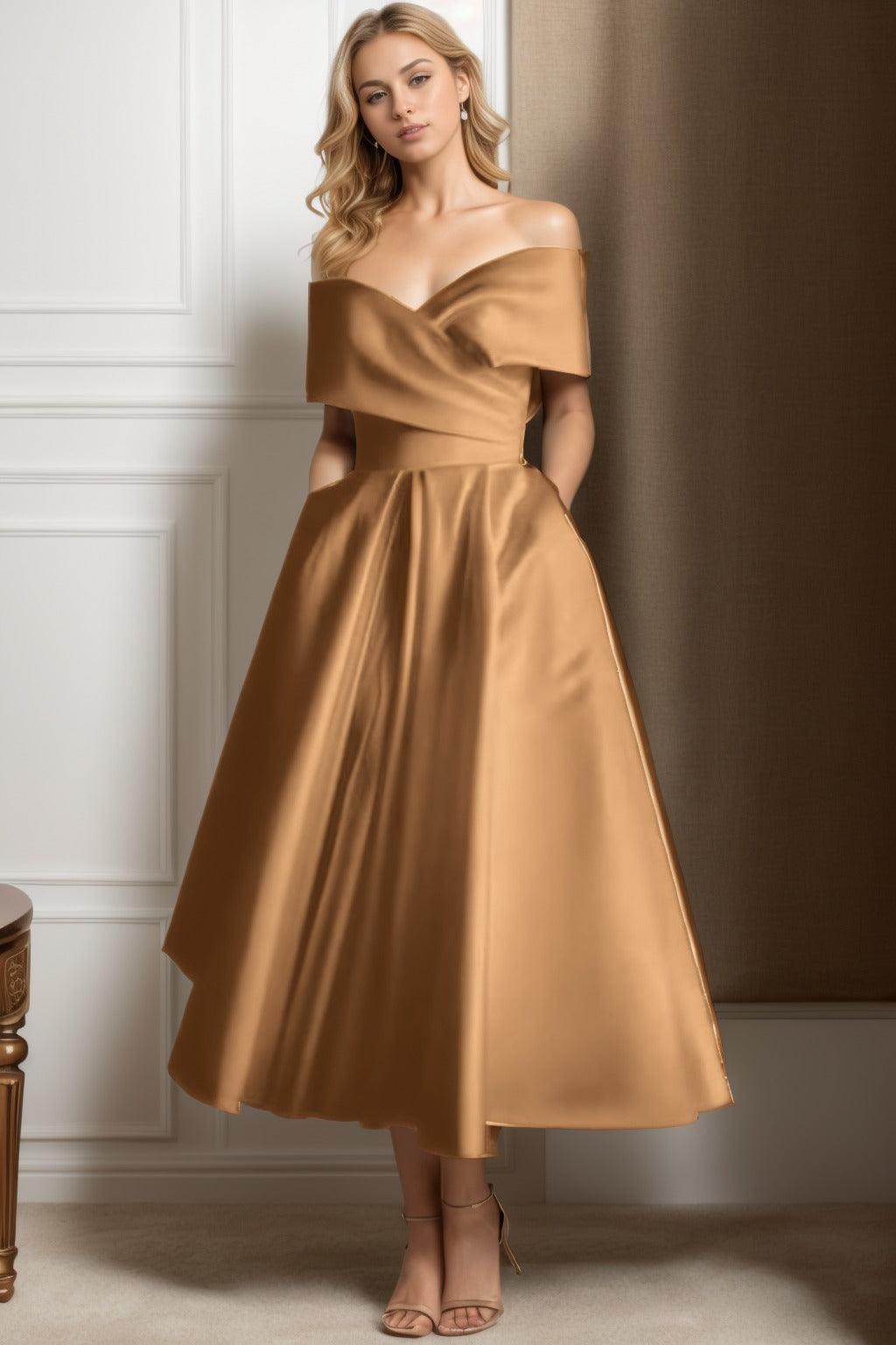A-Line Ankle Length Satin Graduation Dresses CS0564 - COCOMELODY