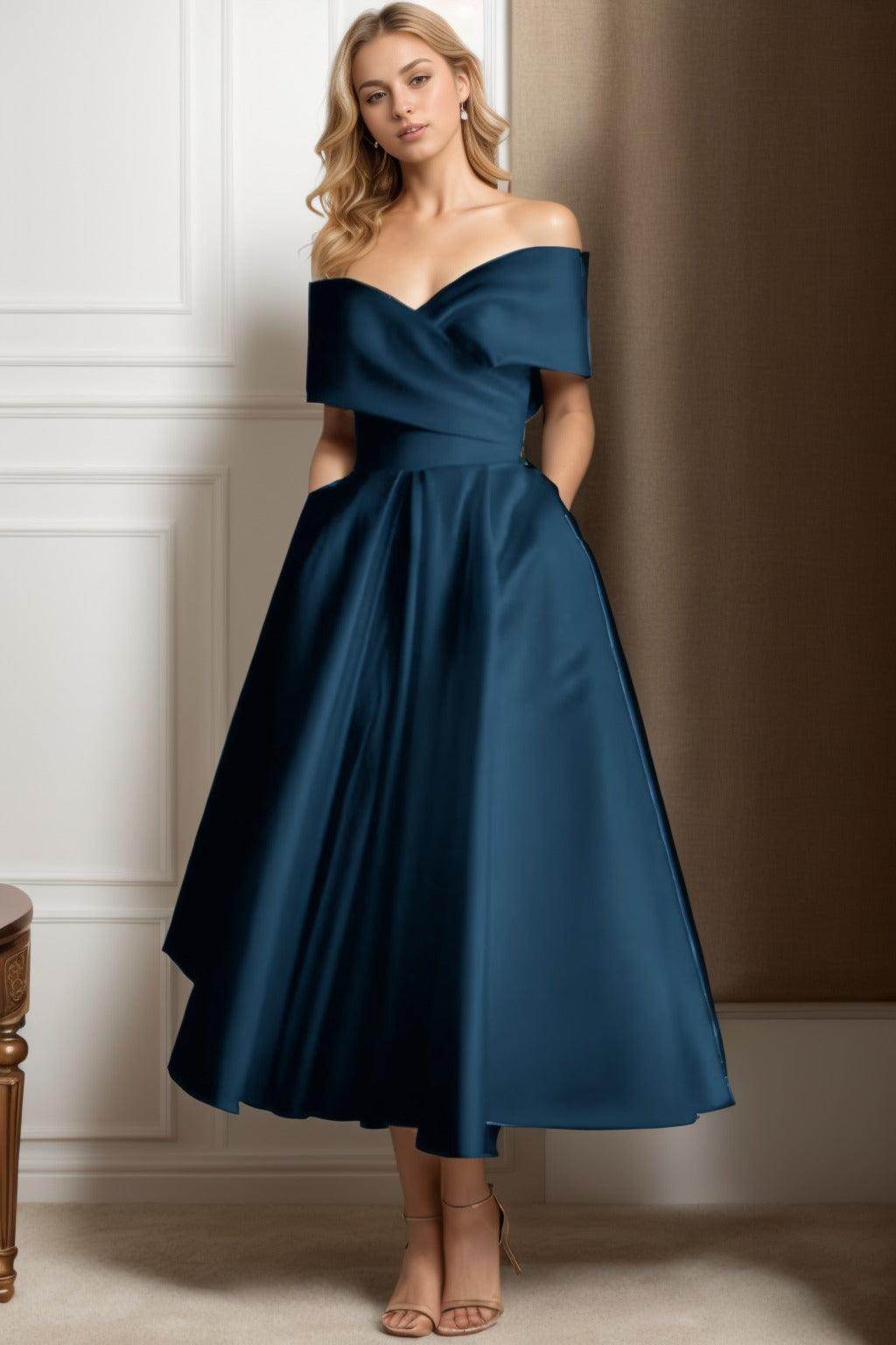A-Line Ankle Length Satin Graduation Dresses CS0564 - COCOMELODY