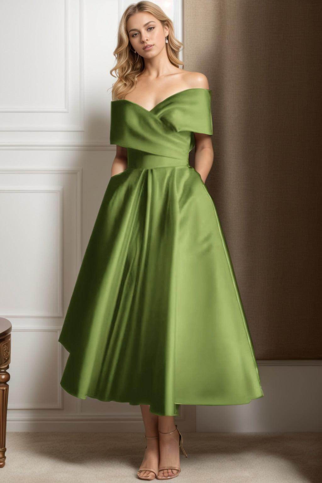 A-Line Ankle Length Satin Graduation Dresses CS0564 - COCOMELODY