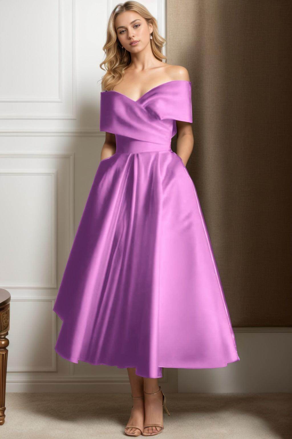 A-Line Ankle Length Satin Graduation Dresses CS0564 - COCOMELODY
