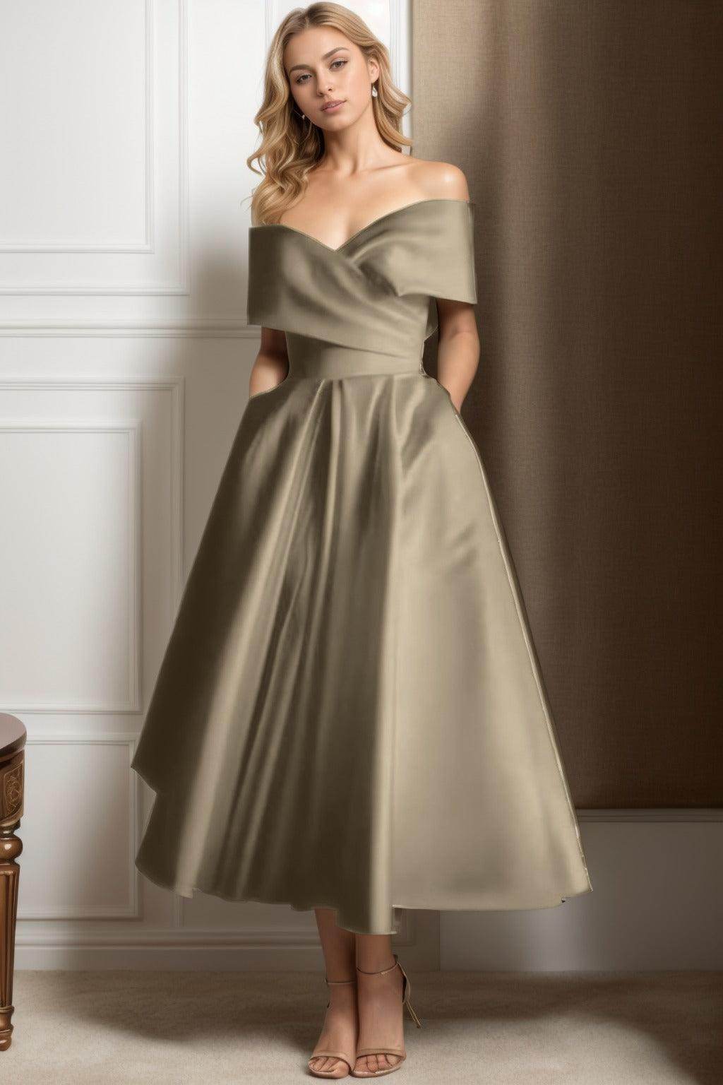 A-Line Ankle Length Satin Graduation Dresses CS0564 - COCOMELODY
