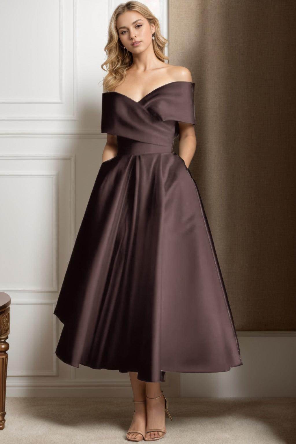 A-Line Ankle Length Satin Graduation Dresses CS0564 - COCOMELODY