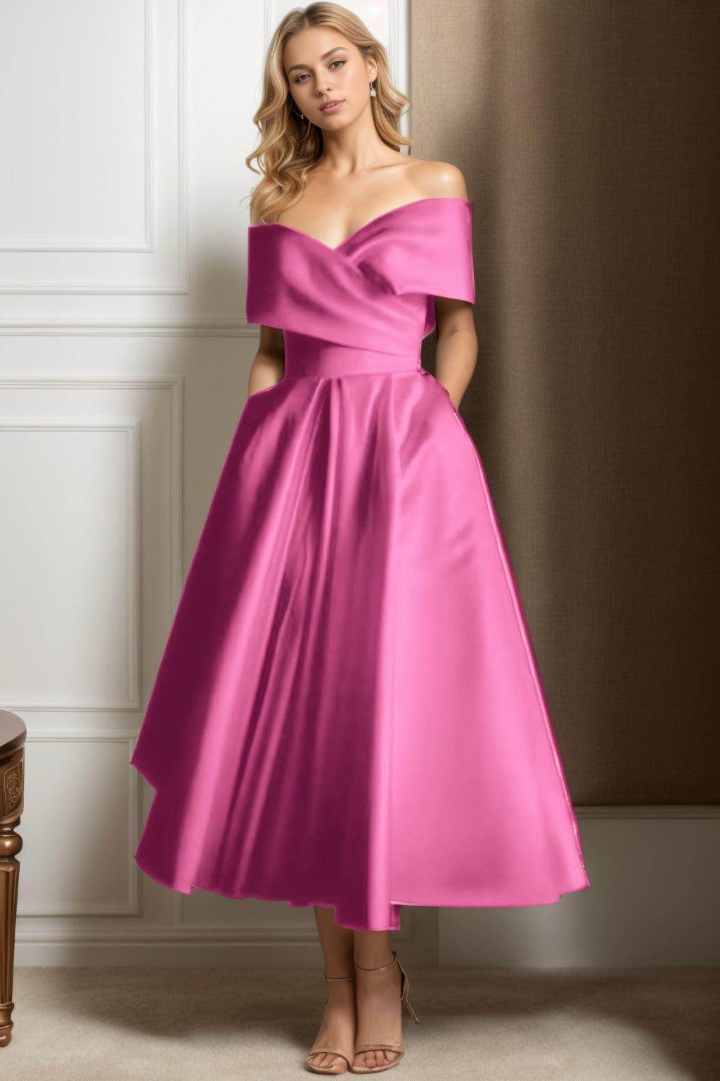 A-Line Ankle Length Satin Graduation Dresses CS0564 - COCOMELODY
