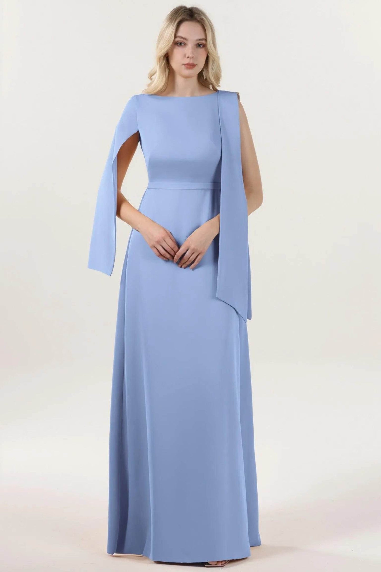 A-Line Maxi Stretch Crepe Formal Dress CS0586 - COCOMELODY