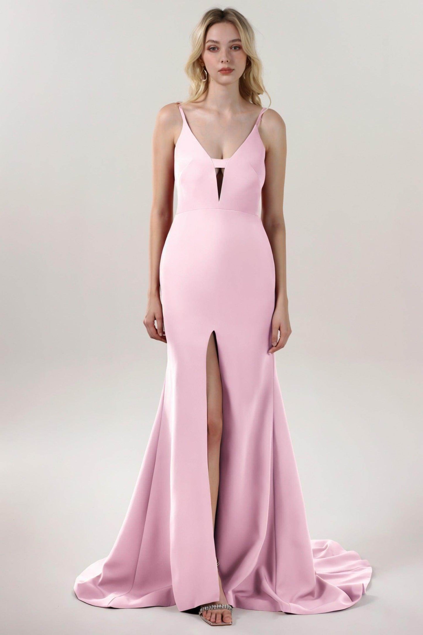 Mermaid Sweep-Brush Train Stretch Crepe Formal Dress CS0588 - COCOMELODY