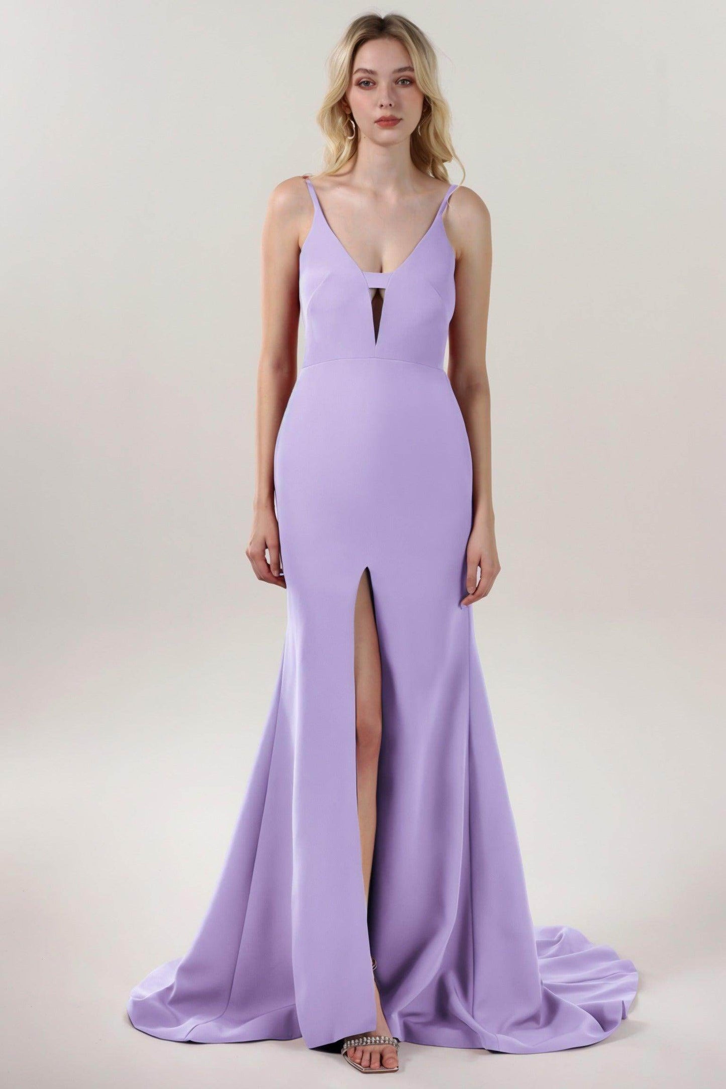 Mermaid Sweep-Brush Train Stretch Crepe Formal Dress CS0588 - COCOMELODY
